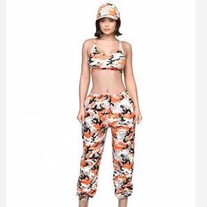 Kylie Jenner Orange Camouflage Sweatpants